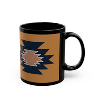 Minimal Southwest Tribal Rug Pattern Illustration Black Mug