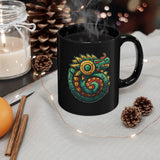 Colorful Quetzalcoatl Sun Serpent Glyph Style Black Mug
