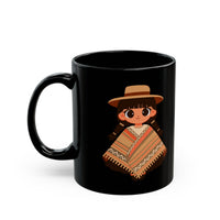 Cartoon Girl in Traditional Poncho Peru Black Mug