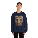 Wooden Andean Duality Totem Faces Tribal Symbol Unisex Sweatshirt