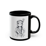 Inca Warrior Girl Bold Andean Spirit Design Black Mug