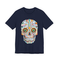 Neon Circuit Aztec Skull Cartoon Style Unisex T-Shirt