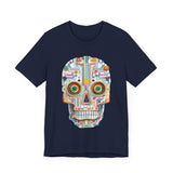 Neon Circuit Aztec Skull Cartoon Style Unisex T-Shirt