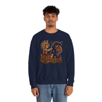 Pre-Hispanic Fisherman with Symbolic Fish Glyph Style Unisex Sweatshirt
