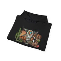 Sunset Desert Scene with Aztec Tribal Skull Unisex Hoodie