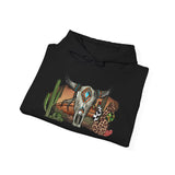 Sunset Desert Scene with Aztec Tribal Skull Unisex Hoodie