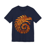 Spiral Quetzalcoatl Feathered Serpent Glyph Style Unisex T-Shirt