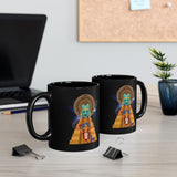 Celestial Aztec Ritual Illustration Black Mug
