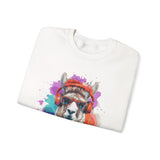 Hippie Llama in Sunglasses Watercolor Style Unisex Sweatshirt