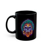Aztec Indian Death Skull Tattoo Style Black Mug