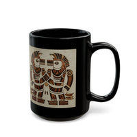 Twin Tribal Harmony Glyph Symmetrical Design Black Mug