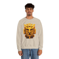 Golden Warrior Mask Andean Glyph Style Unisex Sweatshirt