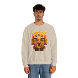 Golden Warrior Mask Andean Glyph Style Unisex Sweatshirt