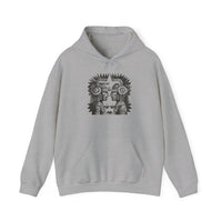 Mirrored Aztec Warriors in Glyph Style Unisex Hoodie