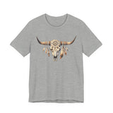 Boho Aztec Feathered Bull Skull Illustration Unisex T-Shirt