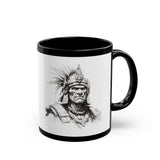 Inca Warrior Line Art Tribal Design Black Mug