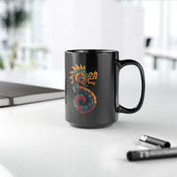 Aztec Serpent God Quetzalcoatl Modern Tribal Style Black Mug