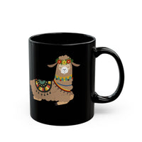 Resting Alpaca In Traditional Ornaments Black Mug