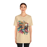 Comic Style Jaguar Mask with Rainbow Feathers Unisex T-Shirt