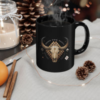 Western Longhorn Cosmic Totem Illustration Black Mug