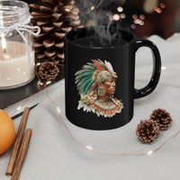 Maya Elder Warrior Watercolor Portrait Black Mug