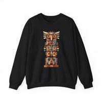 Stacked Tribal Totem Symbols Geometric Faces Unisex Sweatshirt