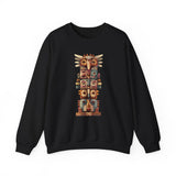Stacked Tribal Totem Symbols Geometric Faces Unisex Sweatshirt