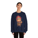 Chibi Maya Warrior and Sacred Monkey Unisex Sweatshirt