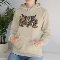 Sunset Desert Scene with Aztec Tribal Skull Unisex Hoodie