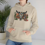 Sunset Desert Scene with Aztec Tribal Skull Unisex Hoodie