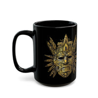 Aztec Golden Feather Headdress Mask Black Mug