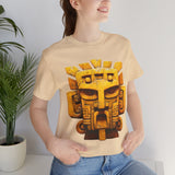 Golden Warrior Mask Andean Glyph Style Unisex T-Shirt