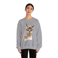 Cute Alpaca With Glasses Watercolor Illustration Unisex Sweatshirt