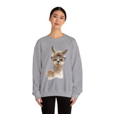 Cute Alpaca With Glasses Watercolor Illustration Unisex Sweatshirt