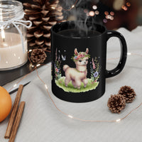 Baby Llama Inca Blossom Crown Black Mug