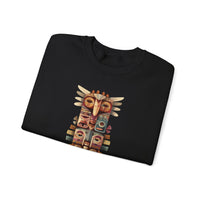 Stacked Tribal Totem Symbols Geometric Faces Unisex Sweatshirt