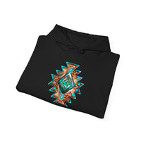 Turquoise Western Aztec Gem Illustration Unisex Hoodie