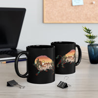 Aztec Buffalo Desert Sunset Silhouette Black Mug