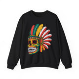 Aztec Feathered Skull Fiesta Illustration Unisex Sweatshirt