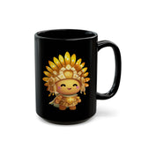 Chibi Inti Inca Sun God Cartoon Style Black Mug