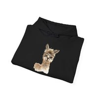 Cute Alpaca With Glasses Watercolor Illustration Unisex Hoodie