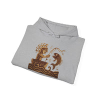 Pre-Hispanic Fisherman with Symbolic Fish Glyph Style Unisex Hoodie