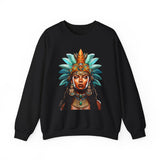 Aztec Royal Warrior Queen Portrait Illustration Unisex Sweatshirt