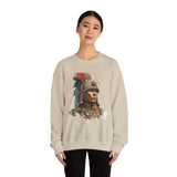 Inca Warrior Watercolor Art and Tribal Pattern Unisex Sweatshirt