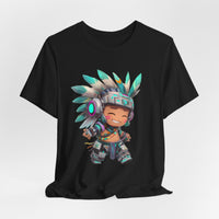 Cyber Aztec Chibi Warrior Neon Style Unisex T-Shirt