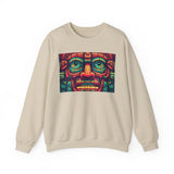 Neon Aztec Mask God Illustration Unisex Sweatshirt