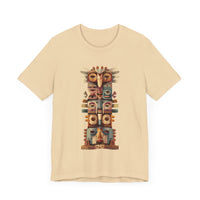 Stacked Tribal Totem Symbols Geometric Faces Unisex T-Shirt