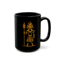 Sun Staff Shaman Tribal Symbol Gold Line Black Mug
