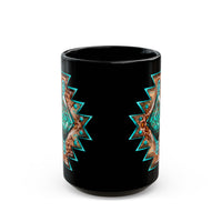 Turquoise Western Aztec Gem Illustration Black Mug
