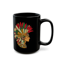 Aztec Warrior Head Illustration Black Mug